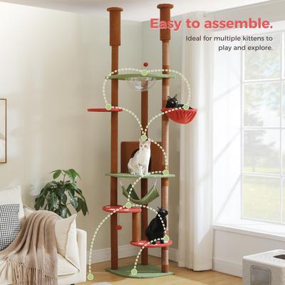 Show full view: PAWZ Road 101.6-in Mushroom Polyester Floor-to-Ceiling Cat Tree & Condo, Brown slide 4 of 9