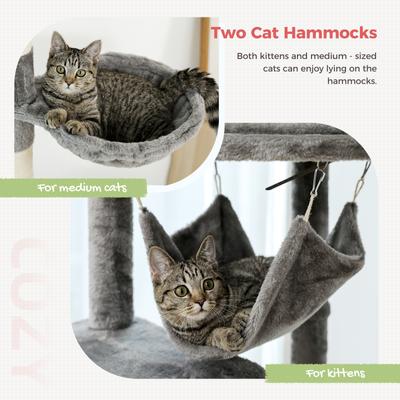 Show full view: PAWZ Road 101.6-in Adjustable Polyester Floor-to-Ceiling Cat Tree & Condo, Gray slide 5 of 8