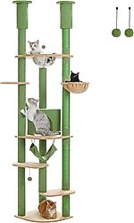 PAWZ Road 101.6-in Adjustable Polyester Floor-to-Ceiling Cat Tree & Condo, Green