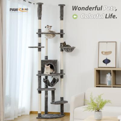 Show full view: PAWZ Road 101.6-in Adjustable Polyester Floor-to-Ceiling Cat Tree & Condo, Gray slide 3 of 8