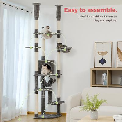 Show full view: PAWZ Road 101.6-in Adjustable Polyester Floor-to-Ceiling Cat Tree & Condo, Gray slide 2 of 8