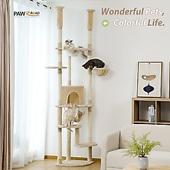 PAWZ Road 101.6-in Adjustable Polyester Floor-to-Ceiling Cat Tree & Condo, Beige slide 2 of 7