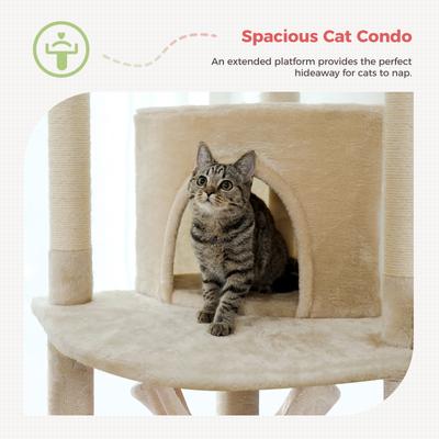 Show full view: PAWZ Road 101.6-in Adjustable Polyester Floor-to-Ceiling Cat Tree & Condo, Beige slide 3 of 8