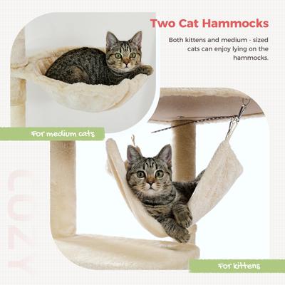Show full view: PAWZ Road 101.6-in Adjustable Polyester Floor-to-Ceiling Cat Tree & Condo, Beige slide 4 of 8