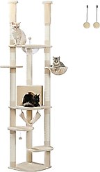 PAWZ Road 101.6-in Adjustable Polyester Floor-to-Ceiling Cat Tree & Condo, Beige