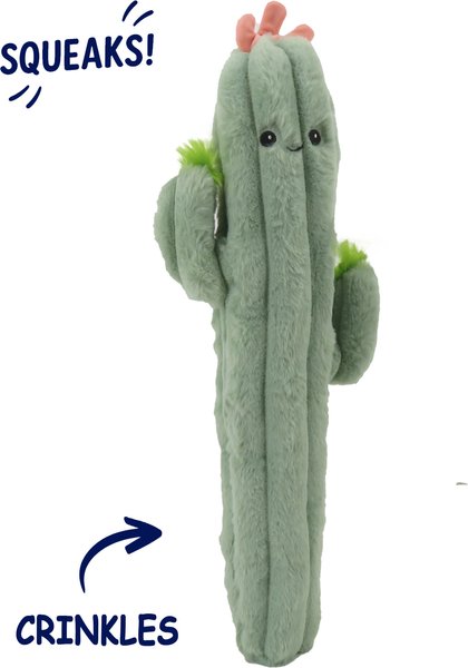 Show full view: Linzy Toys Long Pals Cactus Squeaky Plush Dog Toy, Green, 20-in slide 2 of 5