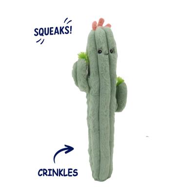 Show full view: Linzy Toys Long Pals Cactus Squeaky Plush Dog Toy, Green, 20-in slide 2 of 6