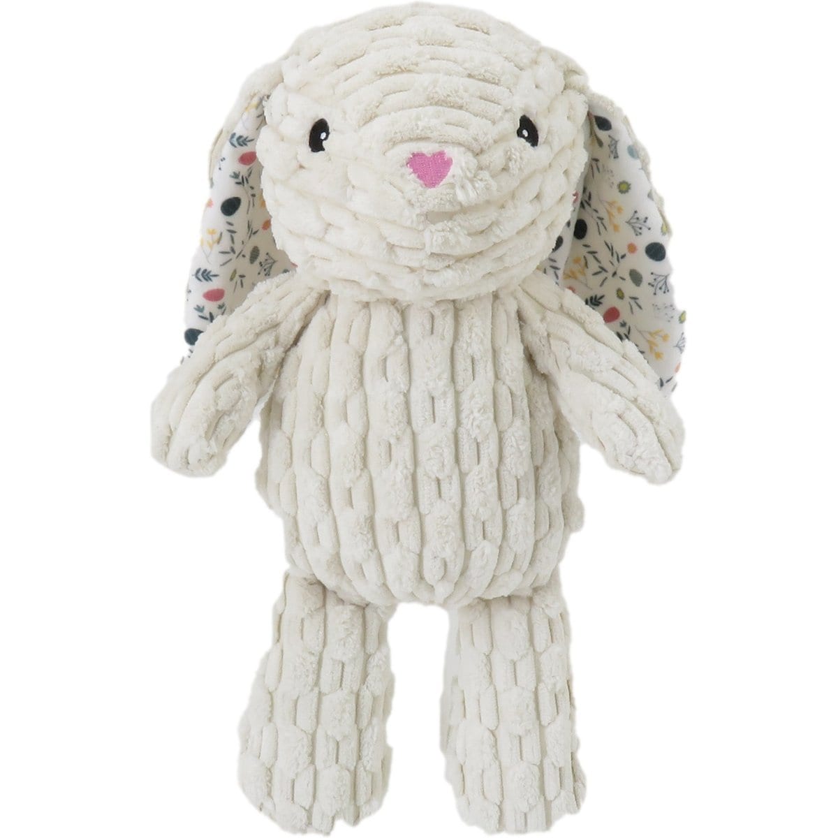 Linzy Toys White Floral Bunny Squeaky Plush Dog Toy, White, 12-in