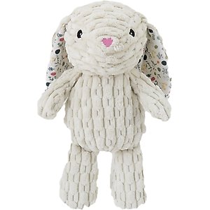 Linzy Toys White Floral Bunny Squeaky Plush Dog Toy, White, 12-in