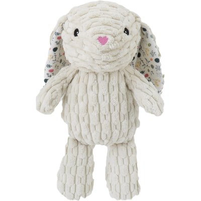 Linzy Toys Linzy Toys White Floral Bunny Squeaky Plush Dog Toy, White, 12-in
