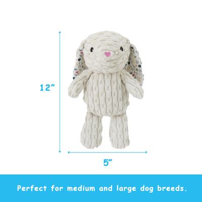 Show full view: Linzy Toys White Floral Bunny Squeaky Plush Dog Toy, White, 12-in slide 3 of 6