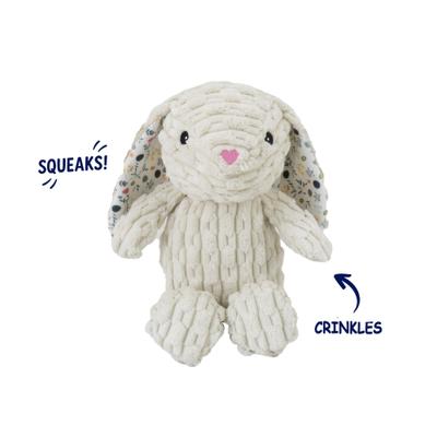 Show full view: Linzy Toys White Floral Bunny Squeaky Plush Dog Toy, White, 12-in slide 2 of 6