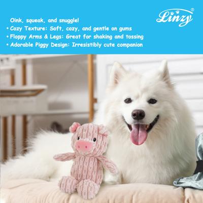 Show full view: Linzy Toys Pig Squeaky Plush Dog Toy, Pink, 12-in slide 4 of 6