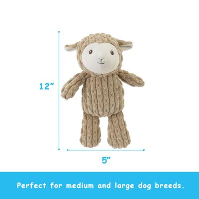 Show full view: Linzy Toys Lamb Squeaky Plush Dog Toy, 12-in, Brown slide 4 of 6