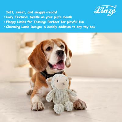 Show full view: Linzy Toys Lamb Squeaky Plush Dog Toy, 12-in, White slide 5 of 5