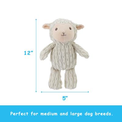 Show full view: Linzy Toys Lamb Squeaky Plush Dog Toy, 12-in, White slide 3 of 5