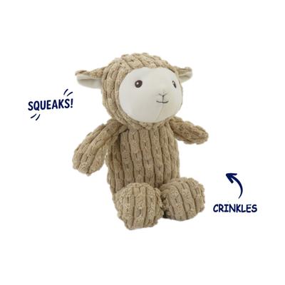 Show full view: Linzy Toys Lamb Squeaky Plush Dog Toy, 12-in, Brown slide 3 of 6