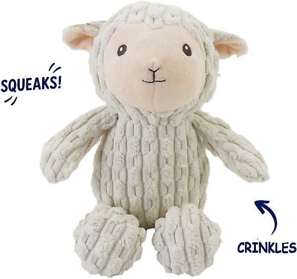 Show full view: Linzy Toys Lamb Squeaky Plush Dog Toy, 12-in, White slide 2 of 5