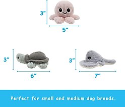 Linzy Toys Turtle, Octopus & Skate Squeaky Plush Dog Toys, Pink/Gray, 5-in, 3 count slide 2 of 5