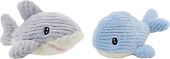Linzy Toys Whale & Shark Squeaky Plush Dog Toys, Blue/Gray, 5-in, 2 count