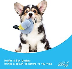 Linzy Toys Birds Squeaky Plush Dog Toys, Yellow/Blue, 5-in, 2 count slide 2 of 5