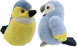 Linzy Toys Birds Squeaky Plush Dog Toys, Yellow/Blue, 5-in, 2 count