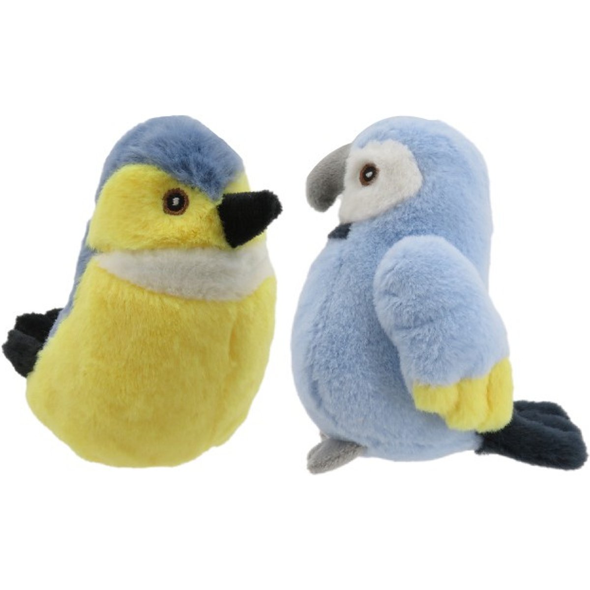 Linzy Toys Birds Squeaky Plush Dog Toys, Yellow/Blue, 5-in, 2 count