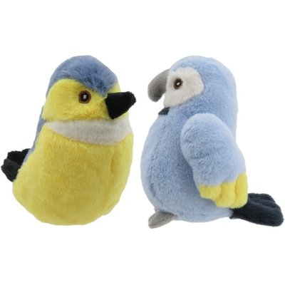 Linzy Toys Linzy Toys Birds Squeaky Plush Dog Toys, Yellow/Blue, 5-in, 2 count