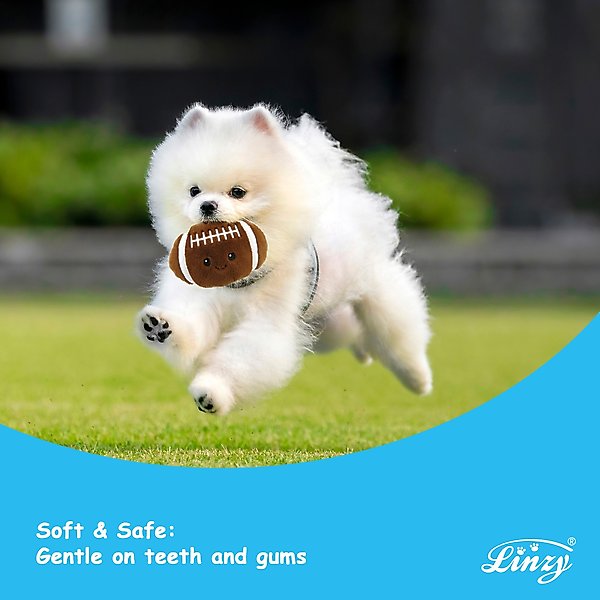 Show full view: Linzy Toys Basketball & Football Squeaky Plush Dog Toys, Orange/Brown, 5-in, 2 count slide 5 of 5