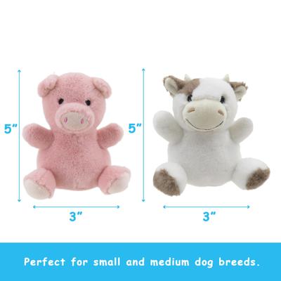 Show full view: Linzy Toys Pig & Cow Squeaky Plush Dog Toys, Pink/White, 5-in, 2 count slide 3 of 6