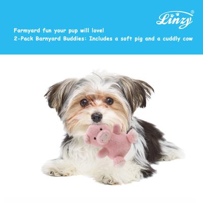 Show full view: Linzy Toys Pig & Cow Squeaky Plush Dog Toys, Pink/White, 5-in, 2 count slide 5 of 6