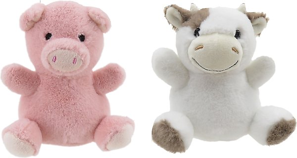 Show full view: Linzy Toys Pig & Cow Squeaky Plush Dog Toys, Pink/White, 5-in, 2 count slide 1 of 6