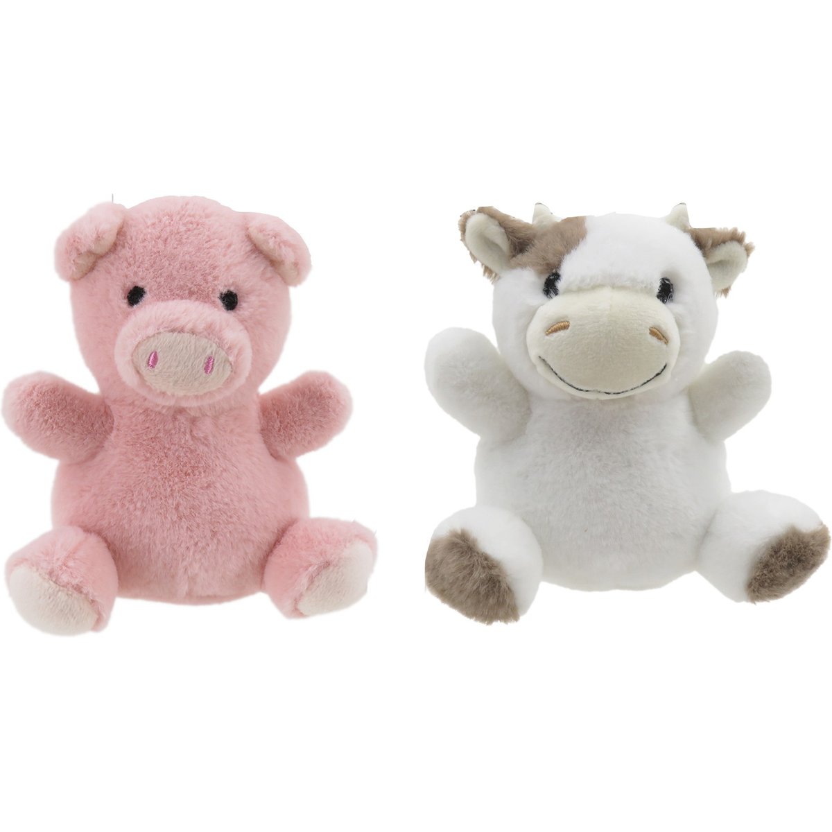 Linzy Toys Pig & Cow Squeaky Plush Dog Toys, Pink/White, 5-in, 2 count