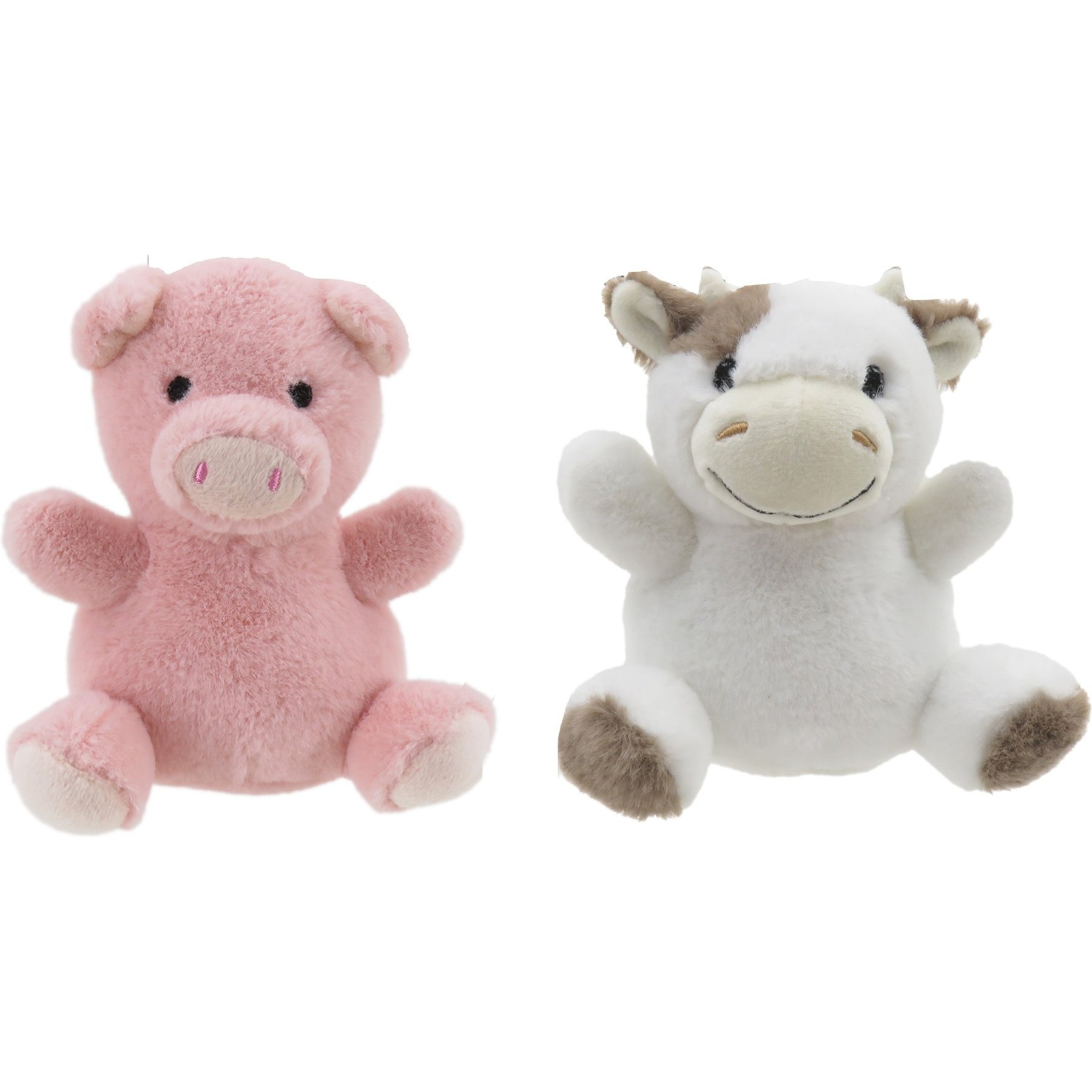 Linzy Toys Pig & Cow Squeaky Plush Dog Toys, Pink/White, 5-in, 2 count