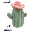Linzy Toys Cactus with Hat Squeaky Plush Dog Toy, Green, 10-in