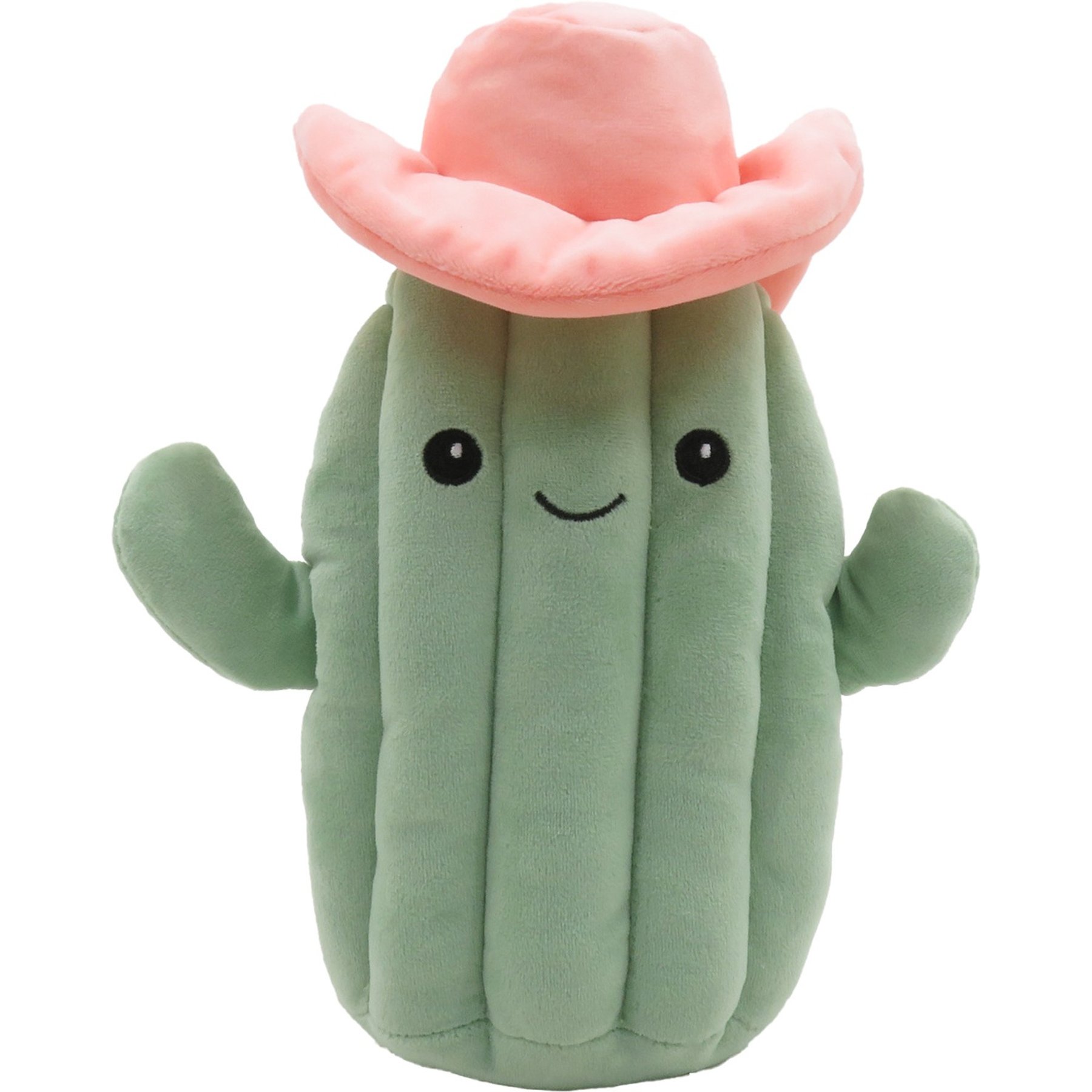 LINZY TOYS Cactus with Hat Squeaky Plush Dog Toy, Green, 10