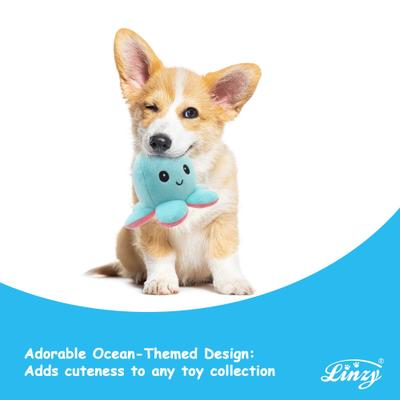 Show full view: Linzy Toys Octopus Squeaky Plush Dog Toy, Pink/Blue, 5-in, 2 count slide 6 of 6