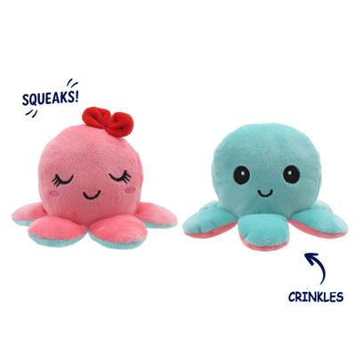 Show full view: Linzy Toys Octopus Squeaky Plush Dog Toy, Pink/Blue, 5-in, 2 count slide 2 of 6
