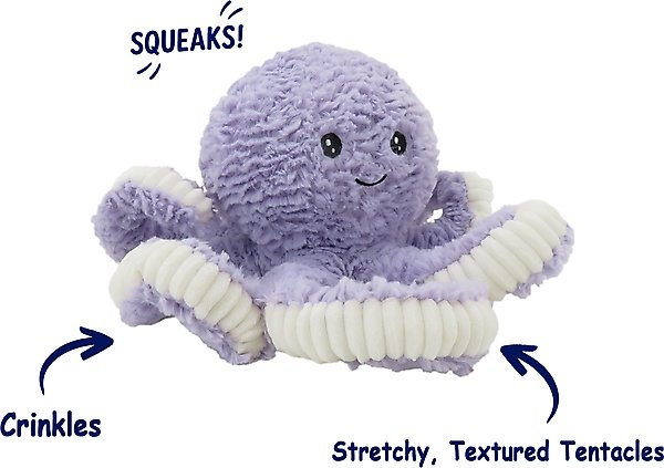 Show full view: Linzy Toys Octopus Squeaky Plush Dog Toy, Purple, 18-in slide 2 of 6