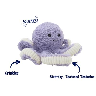 Show full view: Linzy Toys Octopus Squeaky Plush Dog Toy, Purple, 18-in slide 2 of 6
