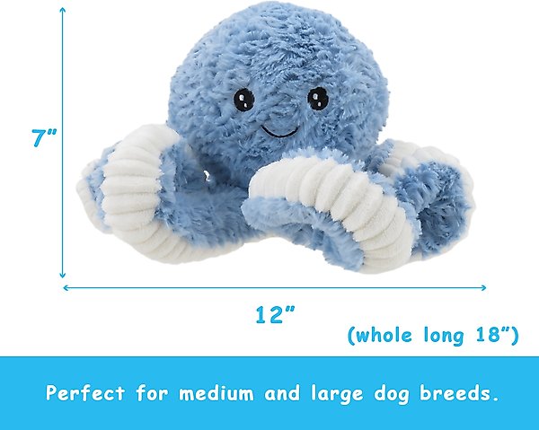 Show full view: Linzy Toys Octopus Squeaky Plush Dog Toy, Blue, 18-in slide 3 of 6