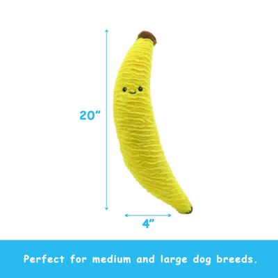 Show full view: Linzy Toys Long Pals Banana Squeaky Plush Dog Toy, Yellow, 20-in slide 4 of 6