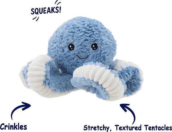 Show full view: Linzy Toys Octopus Squeaky Plush Dog Toy, Blue, 18-in slide 2 of 6