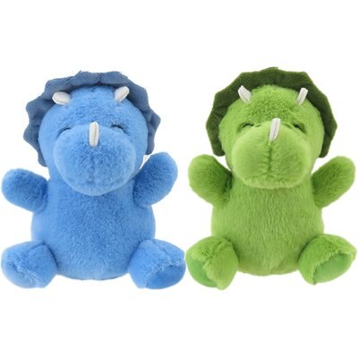Linzy Toys Linzy Toys Dinos Squeaky Plush Dog Toys, Green/Blue, 5-in, 2 count