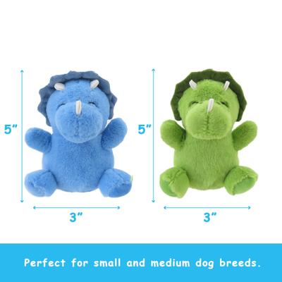 Show full view: Linzy Toys Dinos Squeaky Plush Dog Toys, Green/Blue, 5-in, 2 count slide 4 of 7