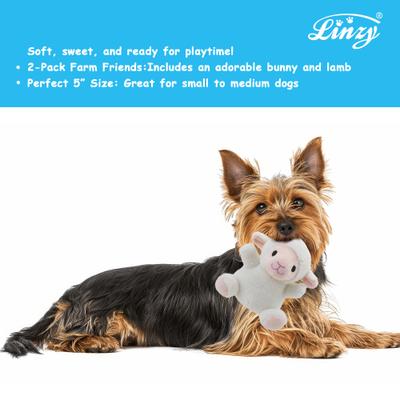 Show full view: Linzy Toys Bunny & Lamb Squeaky Plush Dog Toys, White/Gray, 5-in, 2 count slide 5 of 7