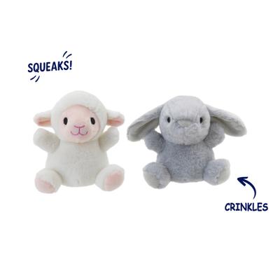 Show full view: Linzy Toys Bunny & Lamb Squeaky Plush Dog Toys, White/Gray, 5-in, 2 count slide 2 of 7