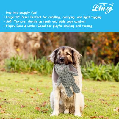 Show full view: Linzy Toys Bunny Squeaky Plush Dog Toy, Gray, 12-in slide 5 of 5