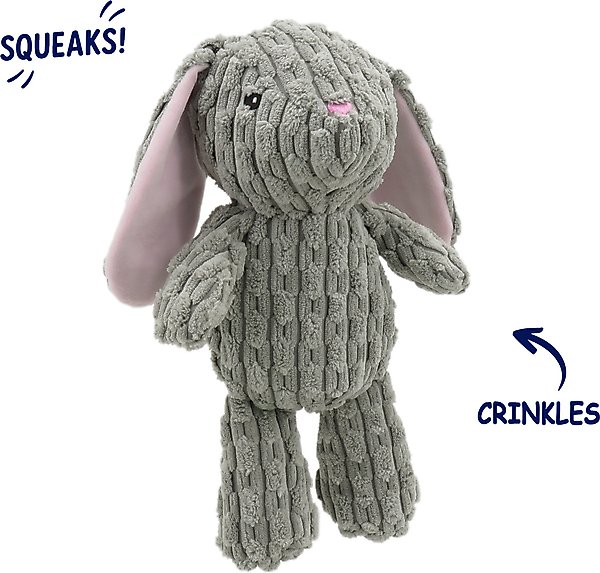 Show full view: Linzy Toys Bunny Squeaky Plush Dog Toy, Gray, 12-in slide 2 of 5