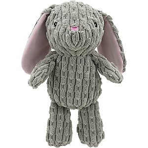 Linzy Toys Bunny Squeaky Plush Dog Toy, Gray, 12-in